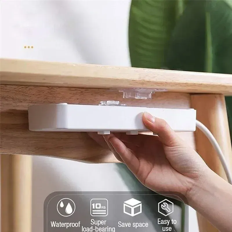 Color: Light Grey - Double-Sided Adhesive Wall Hooks Hanger Strong Transparent Suction Cup Sucker Hooks Kitchen Bathroom Storage Plug Socket Holders