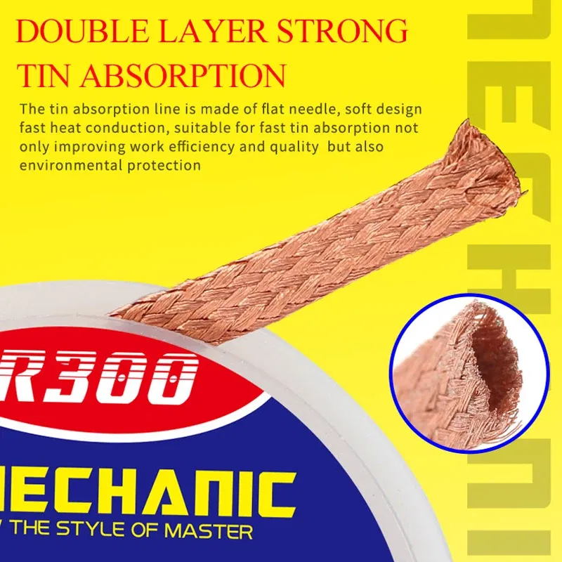 Diameter: 0.4mm - 5pcs/lot MECHANIC Desoldering Wire Solder Wick Tin Remover 1.5m Length Desoldering Braid PCB Welding Rework Tool