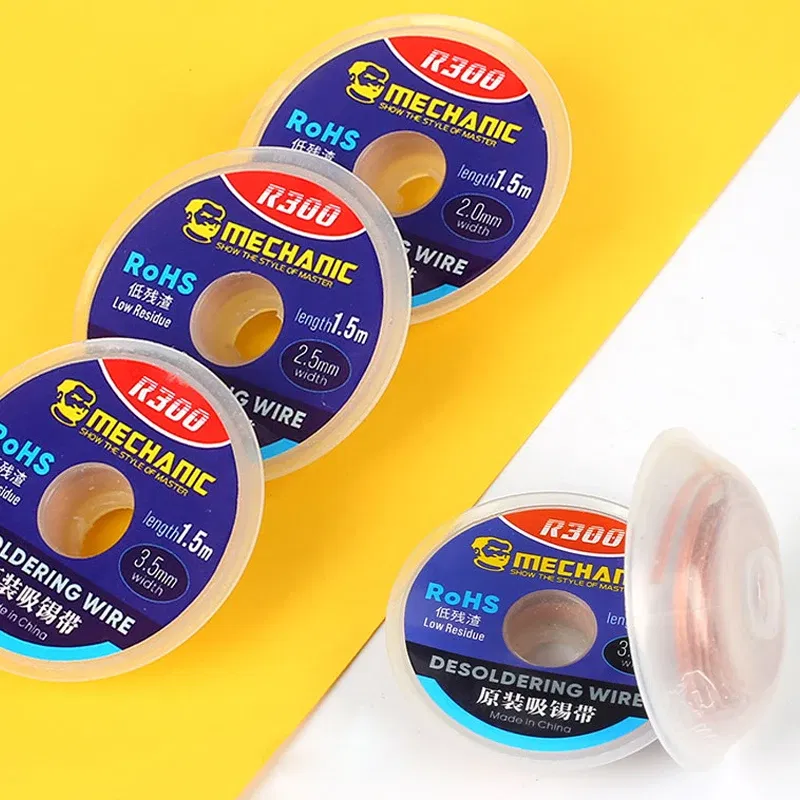 Diameter: 0.4mm - 5pcs/lot MECHANIC Desoldering Wire Solder Wick Tin Remover 1.5m Length Desoldering Braid PCB Welding Rework Tool