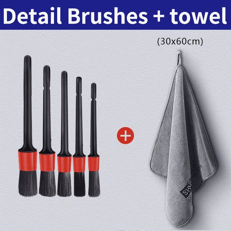 Color: Pink - High-end Microfiber Auto Wash Towel Car Cleaning Drying Cloth Hemming Car Care Cloth Detailing Car Wash Towel