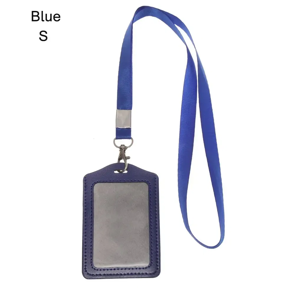 Color: SKY BLUE - Unisex Work Card Holders With Lanyard PU Bank Card Name Credit Card Holders Card Bus ID Holders Identity Badge With Neck Strap