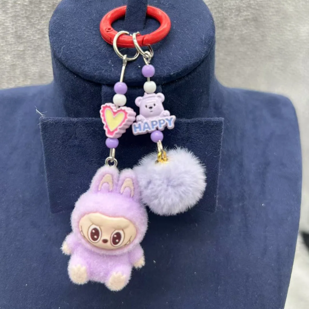 Color: black, Ships From: CHINA - Mini cloth keychain kawaii three-dimensional cartoon creative car phone pendant bag hanging children's day gift