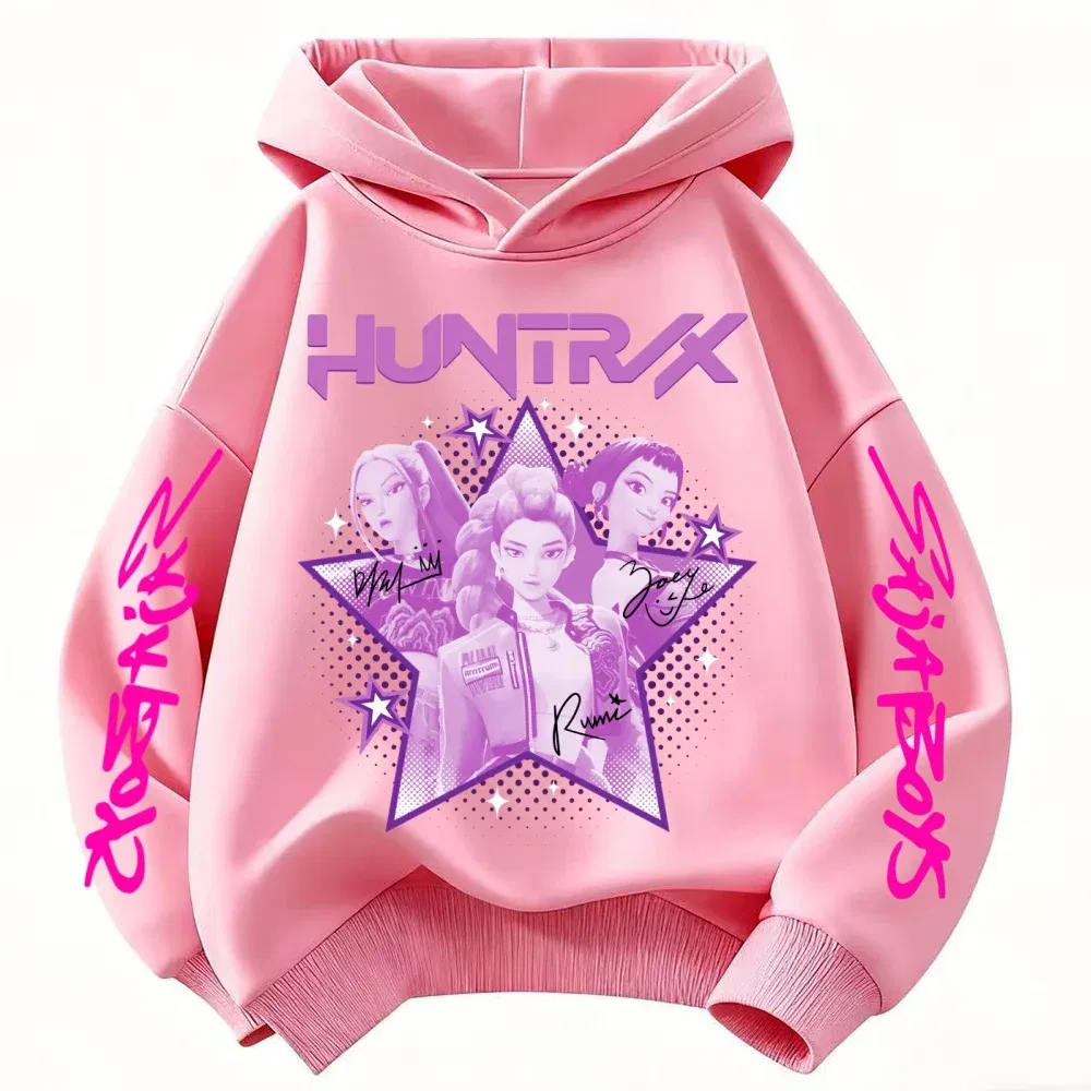 Color: Ivory, Kid Size: 2T - KPop Demon Hunter Huntrix Children's Sweatshirt Autumn New Boys Girls Fashion Street Pullover Children's Clothing