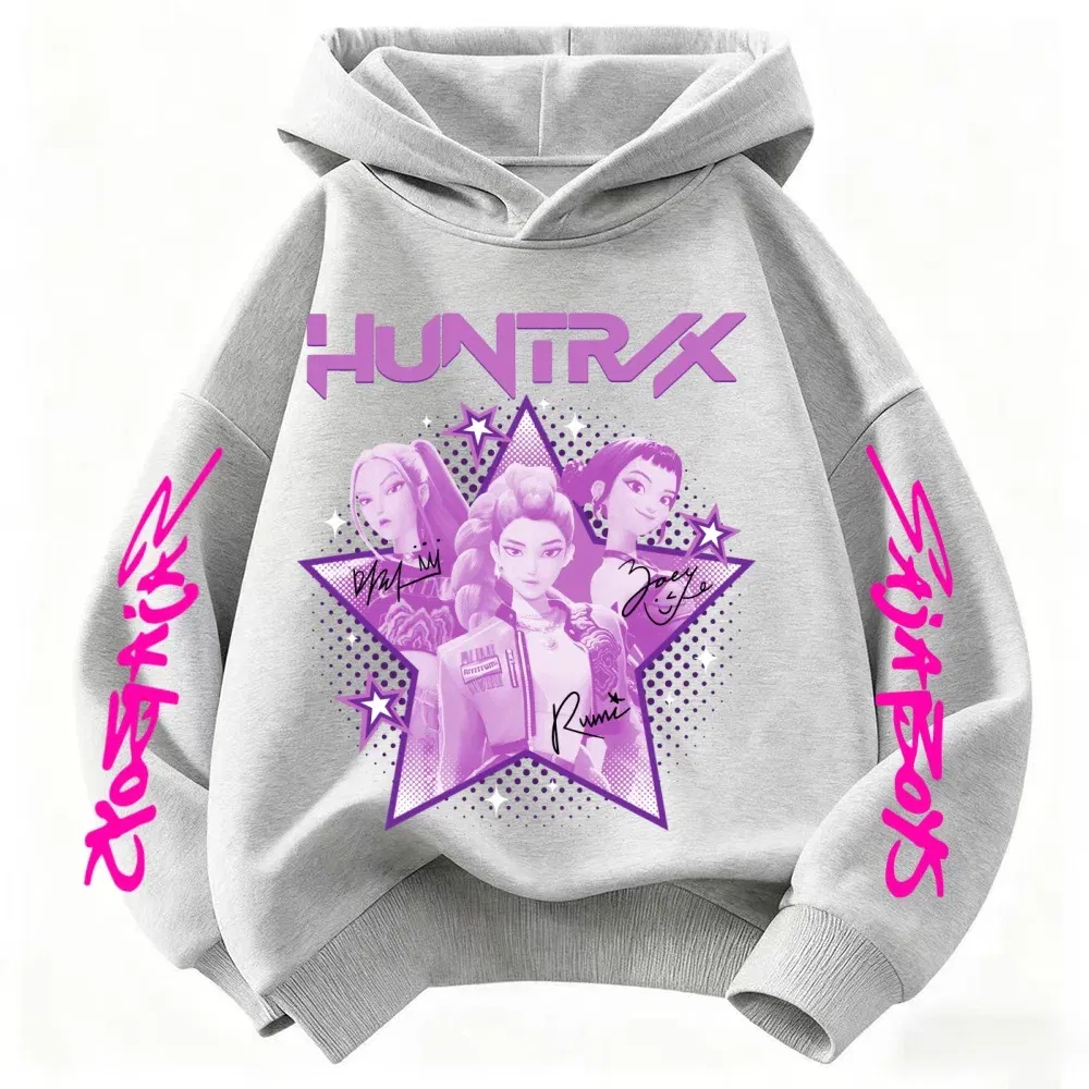 Color: Ivory, Kid Size: 2T - KPop Demon Hunter Huntrix Children's Sweatshirt Autumn New Boys Girls Fashion Street Pullover Children's Clothing