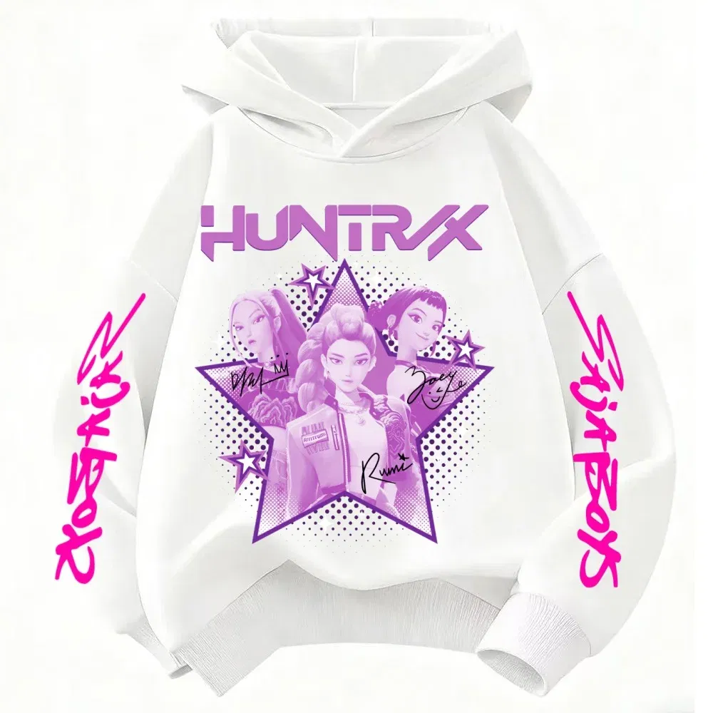 Color: Ivory, Kid Size: 2T - KPop Demon Hunter Huntrix Children's Sweatshirt Autumn New Boys Girls Fashion Street Pullover Children's Clothing