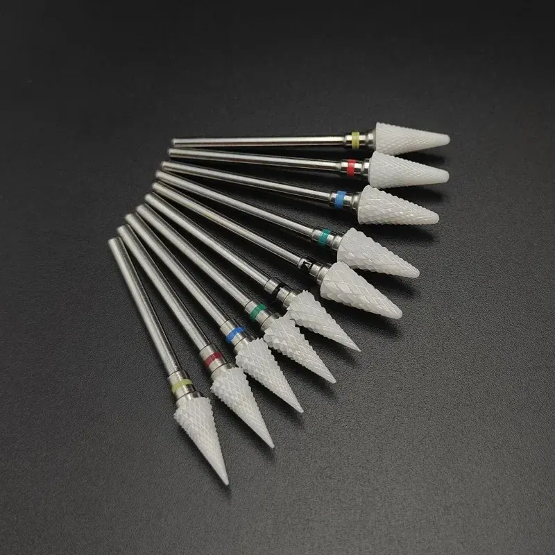 Color: Walnut Color - Ceramic Carbide Nail Drill Bit Rotate Burr Milling Nail Cutter Bits Electric Drill Machine For Manicure Pedicure Tools