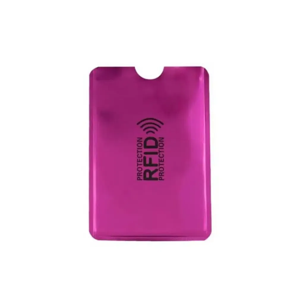 Color: wine red - 5pcs Anti-theft RFID Card Holder Colorful Aluminium Reader Lock Passport Protector Sleeves Safety Credit Card Sleeves