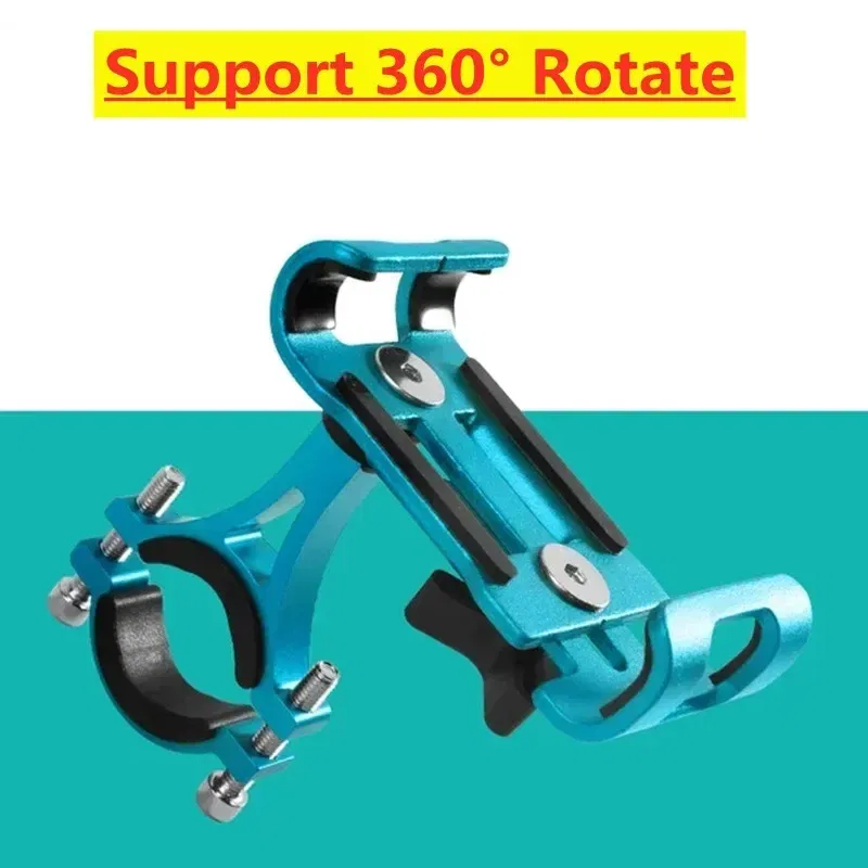 Color: Sapphire - 360 Rotate Metal Motorcycle Bicycle Phone Holder Aluminum Alloy Anti-slip Bracket Support GPS Clip Bike Phone Stand for iPhone