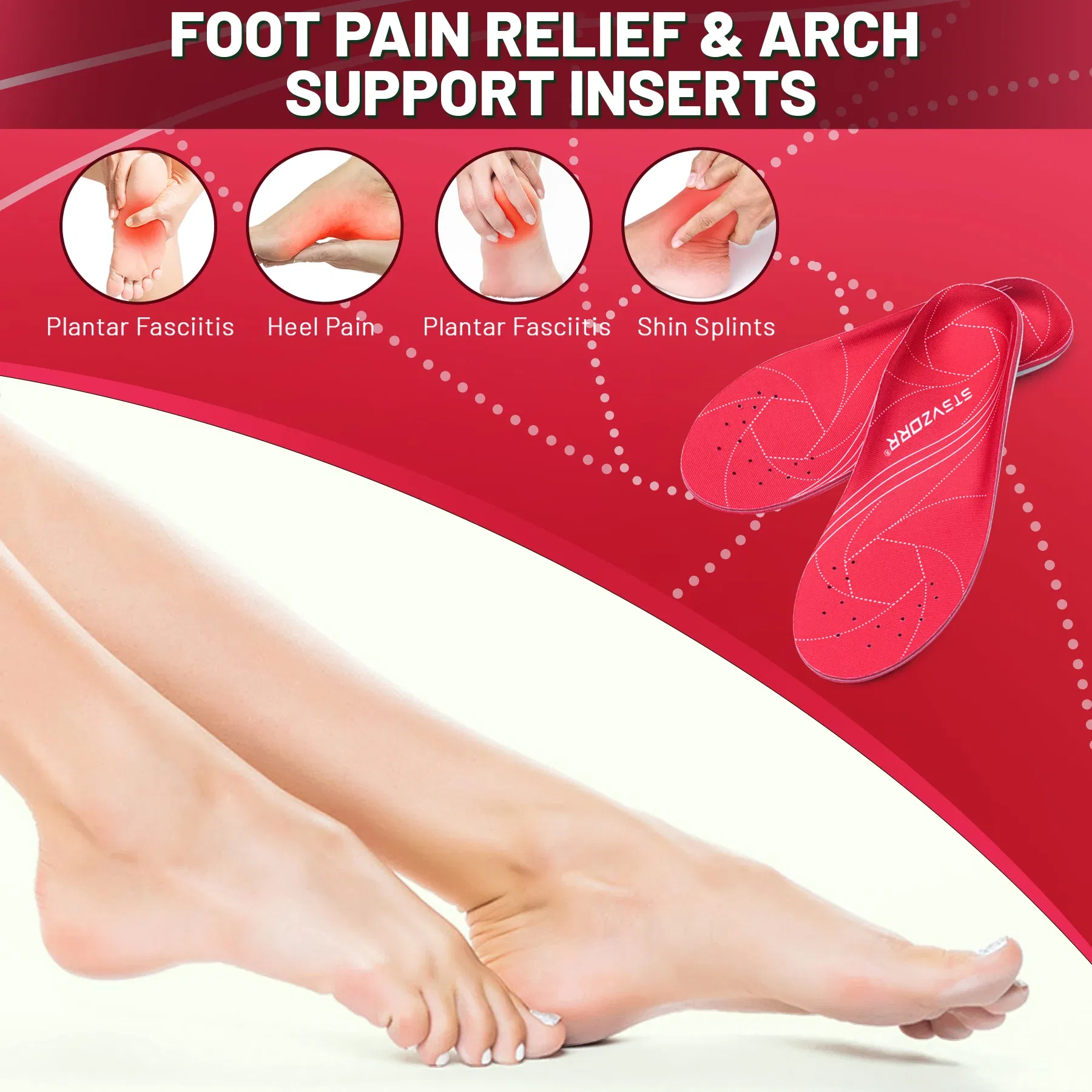 Arch Heavy Support Pain Relief Orthotics Flat Foot Heel Pads Plantar Fasciitis Work Boots Insole Inserts for Men and Wome