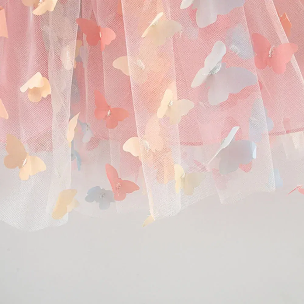 Color: Pink, Kid Size: 6M - New Summer Baby Girl Dress Halter Butterfly Back Wings Fantasy Princess Dress Sweet Birthday Party Team Dress
