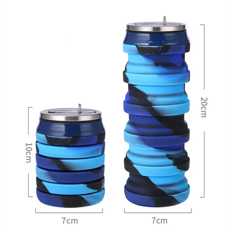 Color: PURPLE, Ships From: CHINA, Capacity: 0.5L - Portable Silicone Foldable Water Bottle, Outdoor Sports, Mountaineering, Riding, Trip Drinking Cup, New, 2024