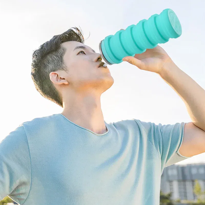 Color: PURPLE, Ships From: CHINA, Capacity: 0.5L - Portable Silicone Foldable Water Bottle, Outdoor Sports, Mountaineering, Riding, Trip Drinking Cup, New, 2024