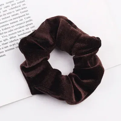 Color: army green - New Fashion gold velvet Women Pure color wild Large intestine Elastic Hair Sports Dance Scrunchie Girls Hair Accessories