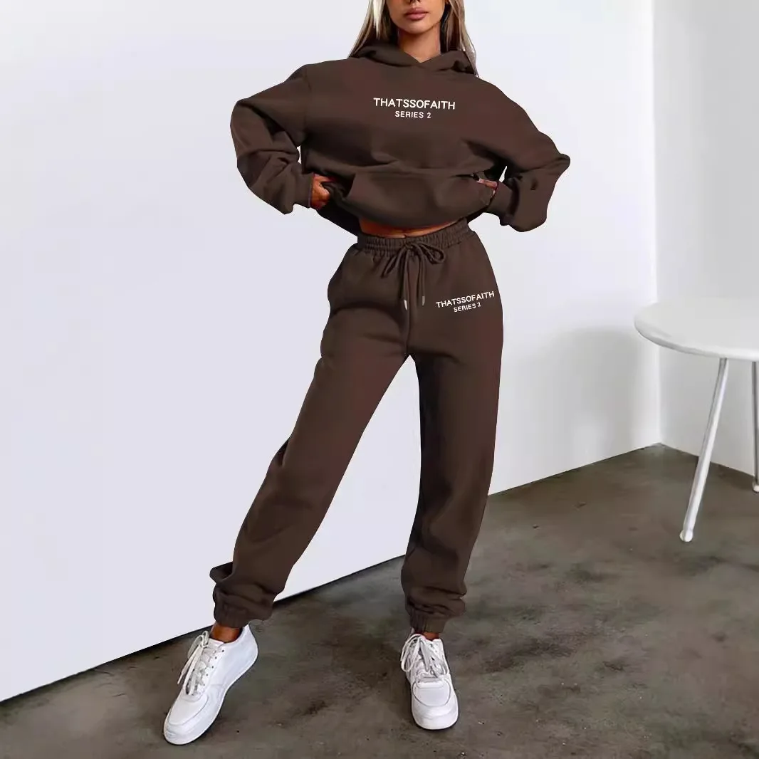 Color: black, Size: S, Ships From: CHINA - 2025 Autumn Winter Women's Sets 2pcs Hoodies Pants Suit Sports Outfits Letter Print Aesthetic Clothes Ladies Tracksuit