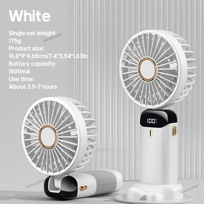 Color: Red - USB Handheld Mini Fan Foldable Portable Neck Hanging Fans 5 Speed USB Rechargeable Fan with Phone Stand and Display Screen