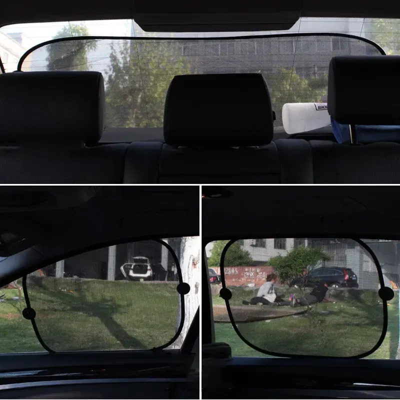 Color: WHITE, Ships From: CHINA - Car Sun Shade UV Protection Folding Auto Rear Window Sunshade 100x50cm Universal Mesh Back Window Visor with Suction Cups