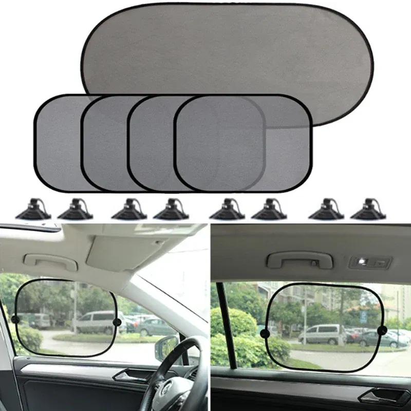 Color: WHITE, Ships From: CHINA - Car Sun Shade UV Protection Folding Auto Rear Window Sunshade 100x50cm Universal Mesh Back Window Visor with Suction Cups