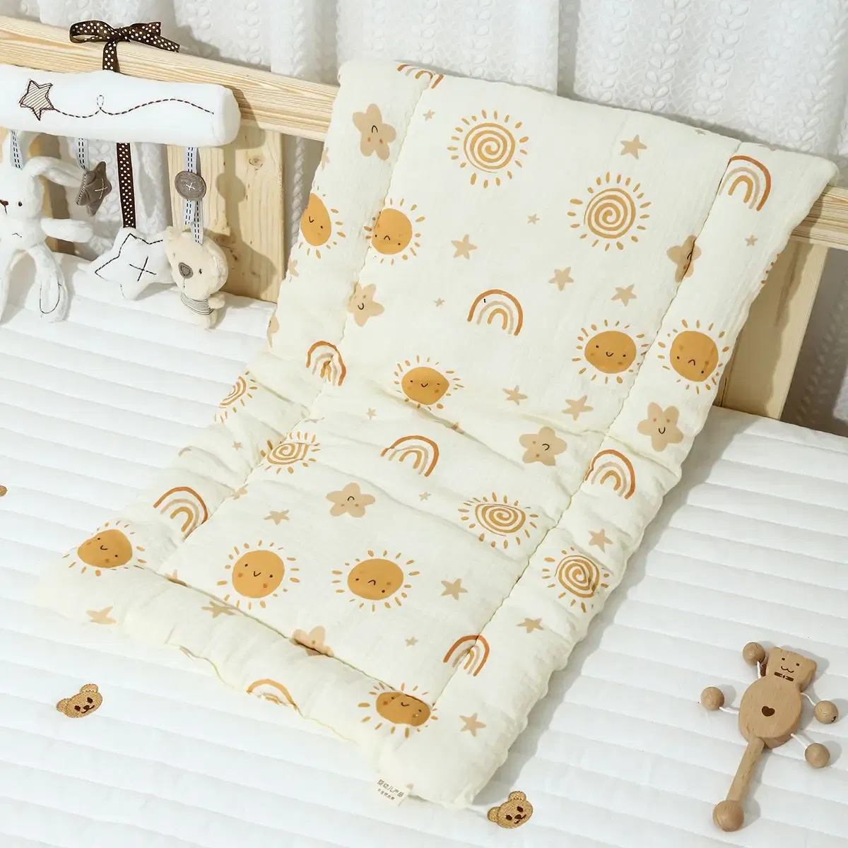 Color: Yellow - Baby Stroller Seat Cushion Soft Mattress Kids Pushchair Car Mat Stroller Accessories