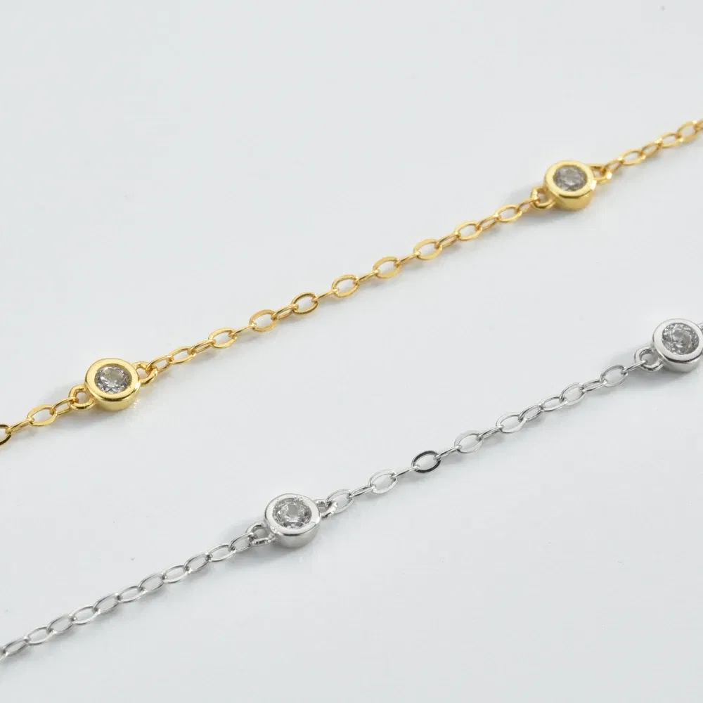 Gem Color: WHITE - ANDYWEN New 925 Sterling Silver Gold Zircon CZ Round Charm Beads Bracelet Women Luxury Jewelry 2022 Wedding Party Chain Luxury