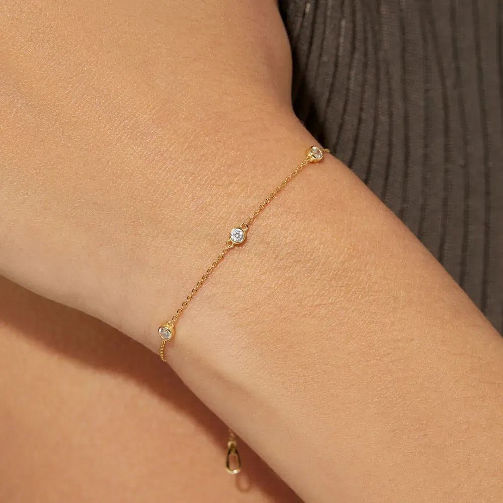 Gem Color: WHITE - ANDYWEN New 925 Sterling Silver Gold Zircon CZ Round Charm Beads Bracelet Women Luxury Jewelry 2022 Wedding Party Chain Luxury