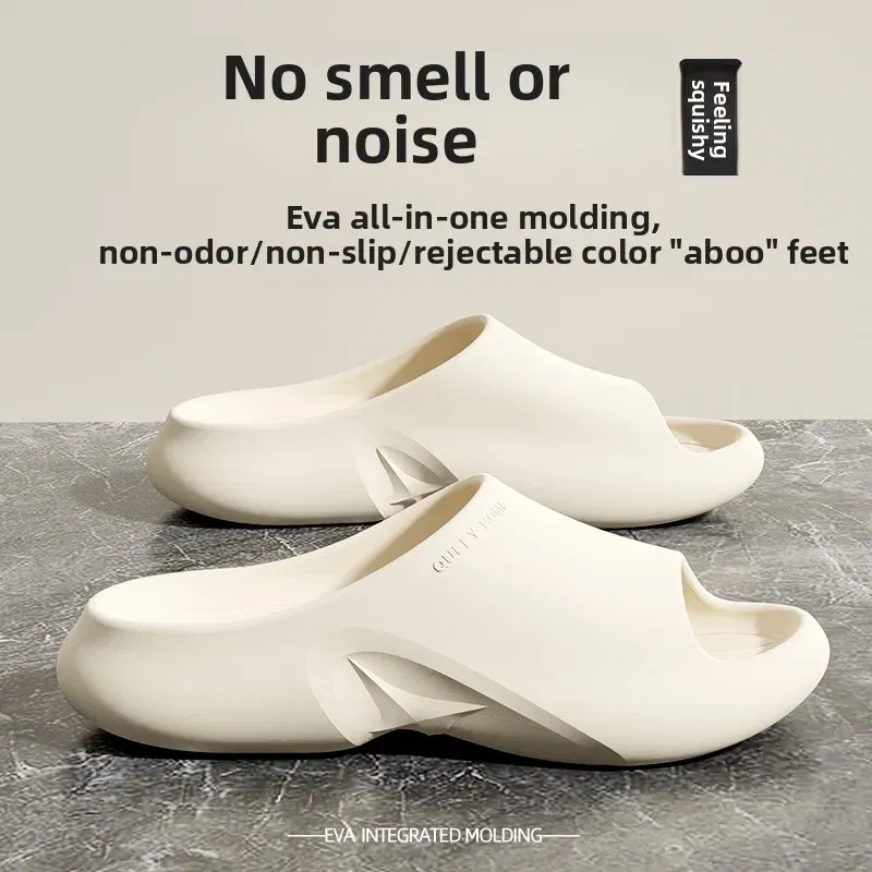 Color: Ivory, Shoe Size: 36-37 - High Quality EVA Soft Thick Soled Slippers Women's Summer Fashion Wear Slippers Home Home Sandals Men's Beach Shoes