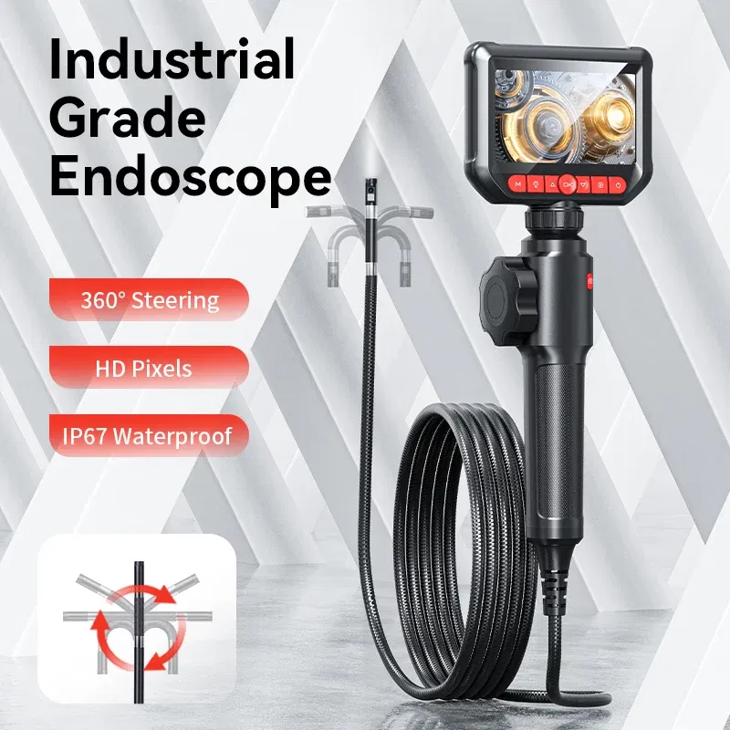 Color: Gold, Cable Length: 1m - 360?° Articulated Endoscope,Joystick Articulated Endoscope Camera with Steerable Probe, Compatible with iPhone and Android