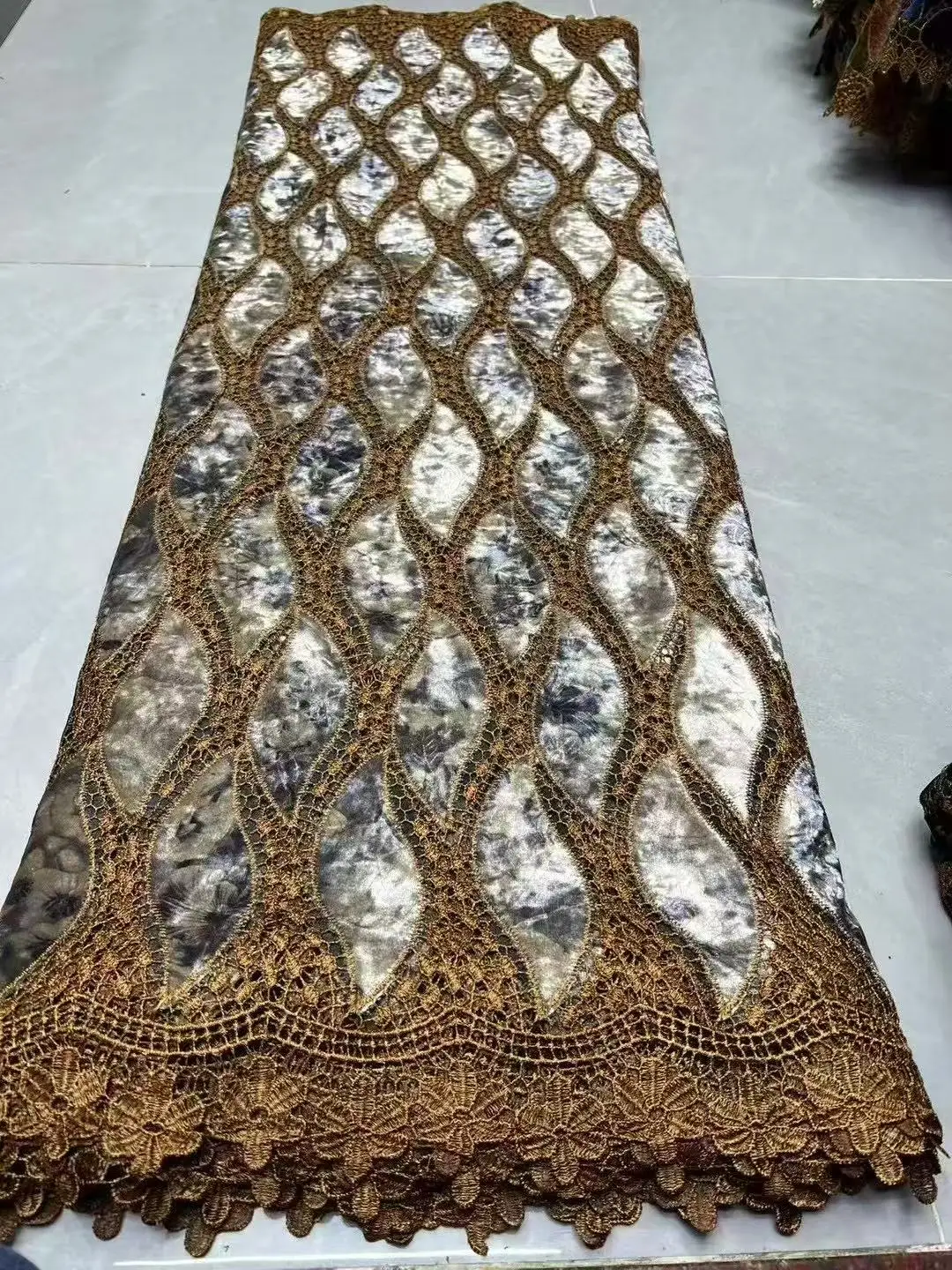 Color: Red, Width: 120cm, Length: 5 yards - African Velvet Lace Fabrics 2025 High Quality Women Party Women Embroidery Nigerian French Lace Materials For Wedding Material