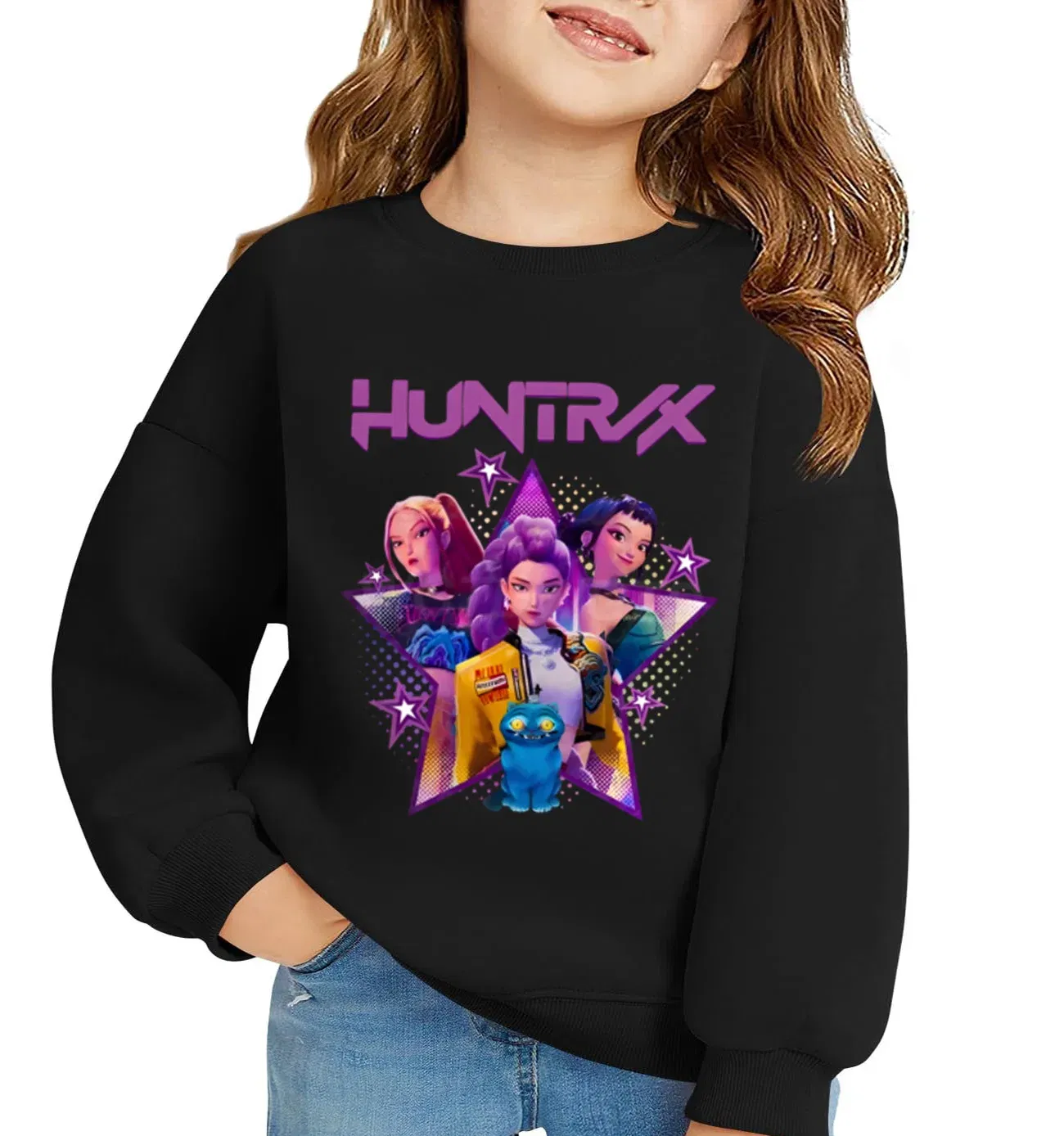 Color: Brown, Kid Size: 110 - KPop Demon Hunters Huntrix Sweatshirts Kids Clothes Long Sleeve Autumn Pullover Boys Girls Hoodies Children Casual O-Neck Tops