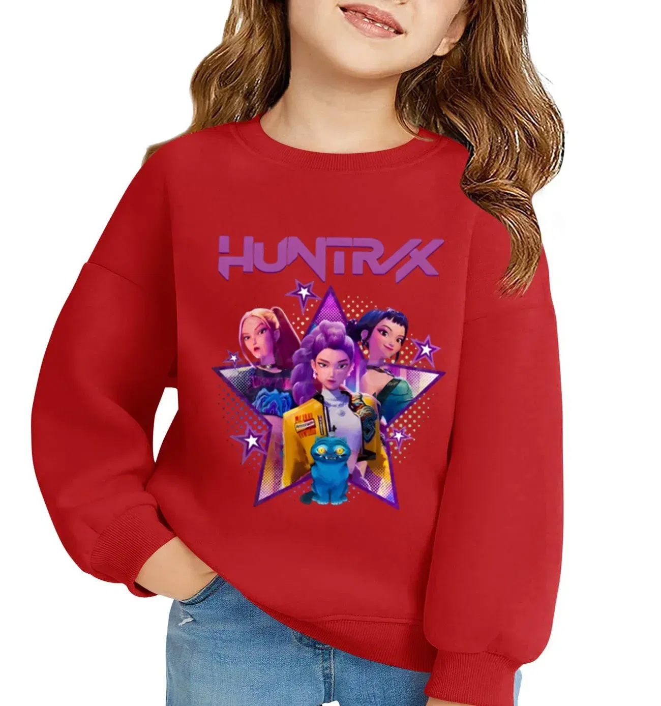 Color: Brown, Kid Size: 110 - KPop Demon Hunters Huntrix Sweatshirts Kids Clothes Long Sleeve Autumn Pullover Boys Girls Hoodies Children Casual O-Neck Tops