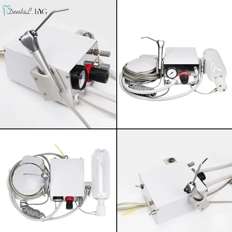 Color: Silver, Ships From: CHINA - Portable Dental Turbine Unit Air Control 3 Way Syringe Handpiece Tubing Foot Switch Dental Equipments Work With Air Compressor
