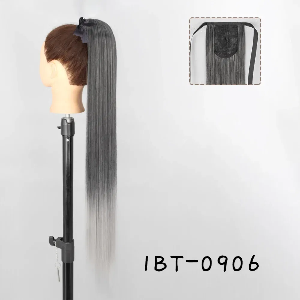 Color: T1B/Red, Stretched Length: 34inches - AZQUEEN Straight Synthetic Hairpiece With Ponytail 85cm Super Long Wrap Around Clip In Hair Extensions Pony Tail For Daily Wear