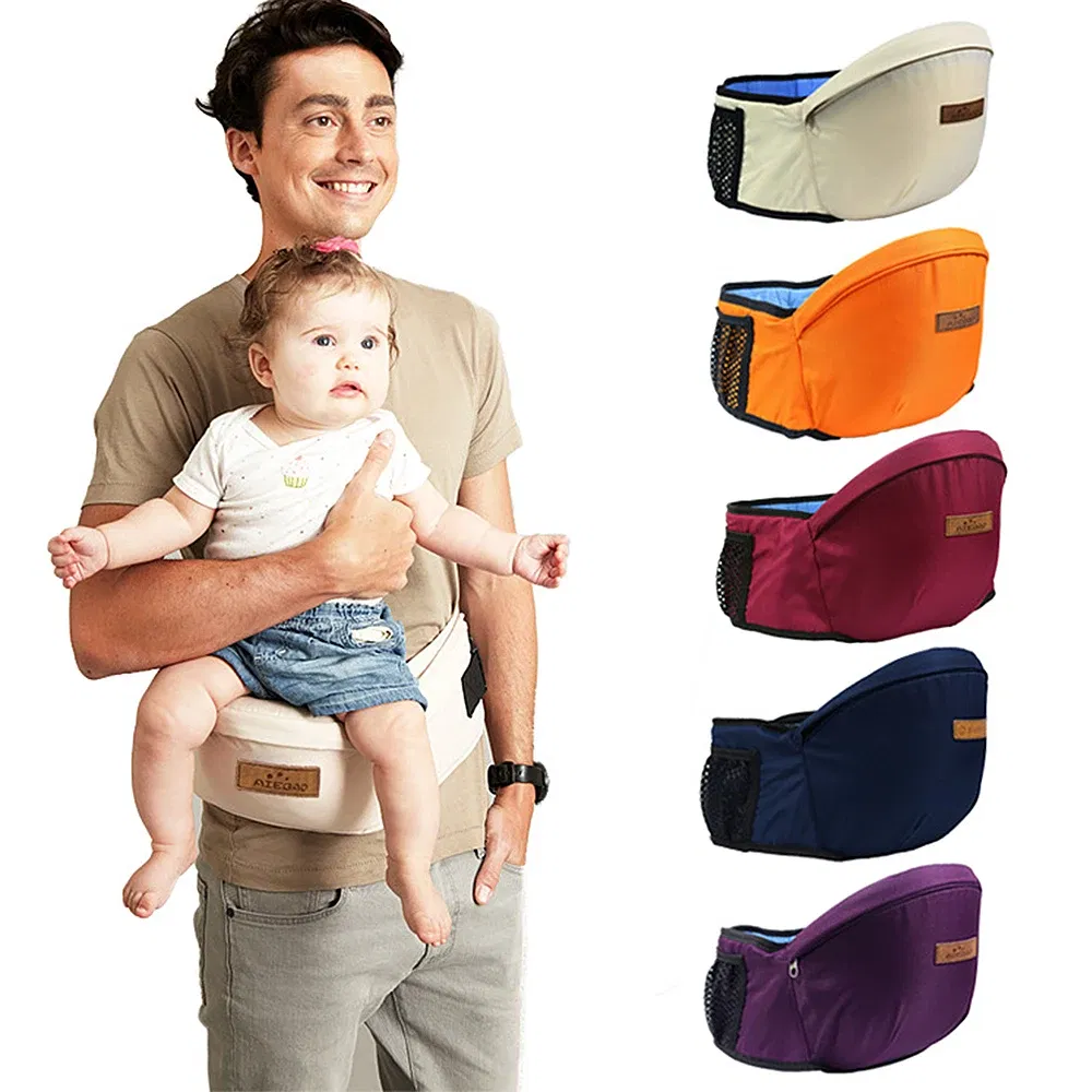 Color: black - Baby Carrier Waist Stool Walkers Baby Sling Hold Waist Belt Backpack Hipseat Belt Kids Adjustable Infant Hip Seat