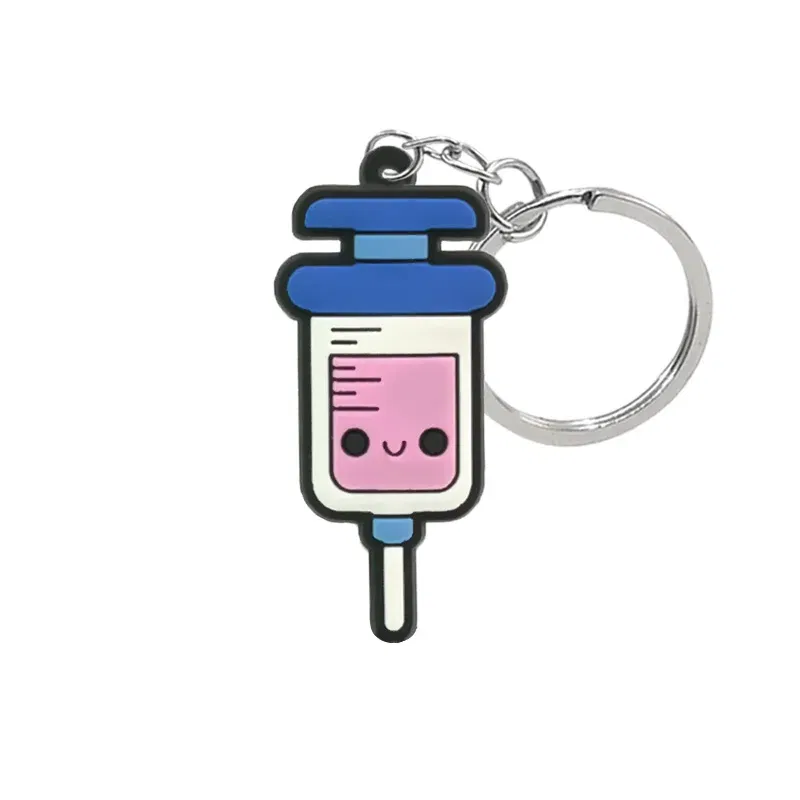 Color: GRAY - 1PCS PVC Rubber Hot Keychain for nurses New Design Medicine Style Heart & Brain Car Key Pendant Cute Bag Ornament Gift