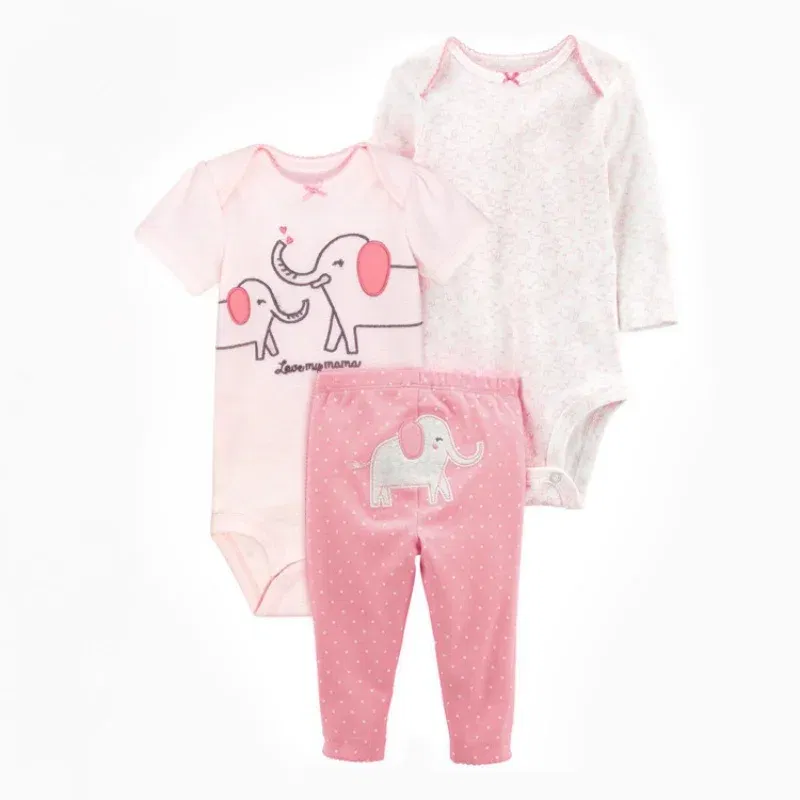 Color: Red, Ships From: CHINA, Kid Size: 24M - 3PCS Baby Clothing Set Autumn Newborn Baby Girl Pure Cotton Clothes Set Soft Cute Animal Kids Bodysuits+Pants+Romper Bebe 6-24M