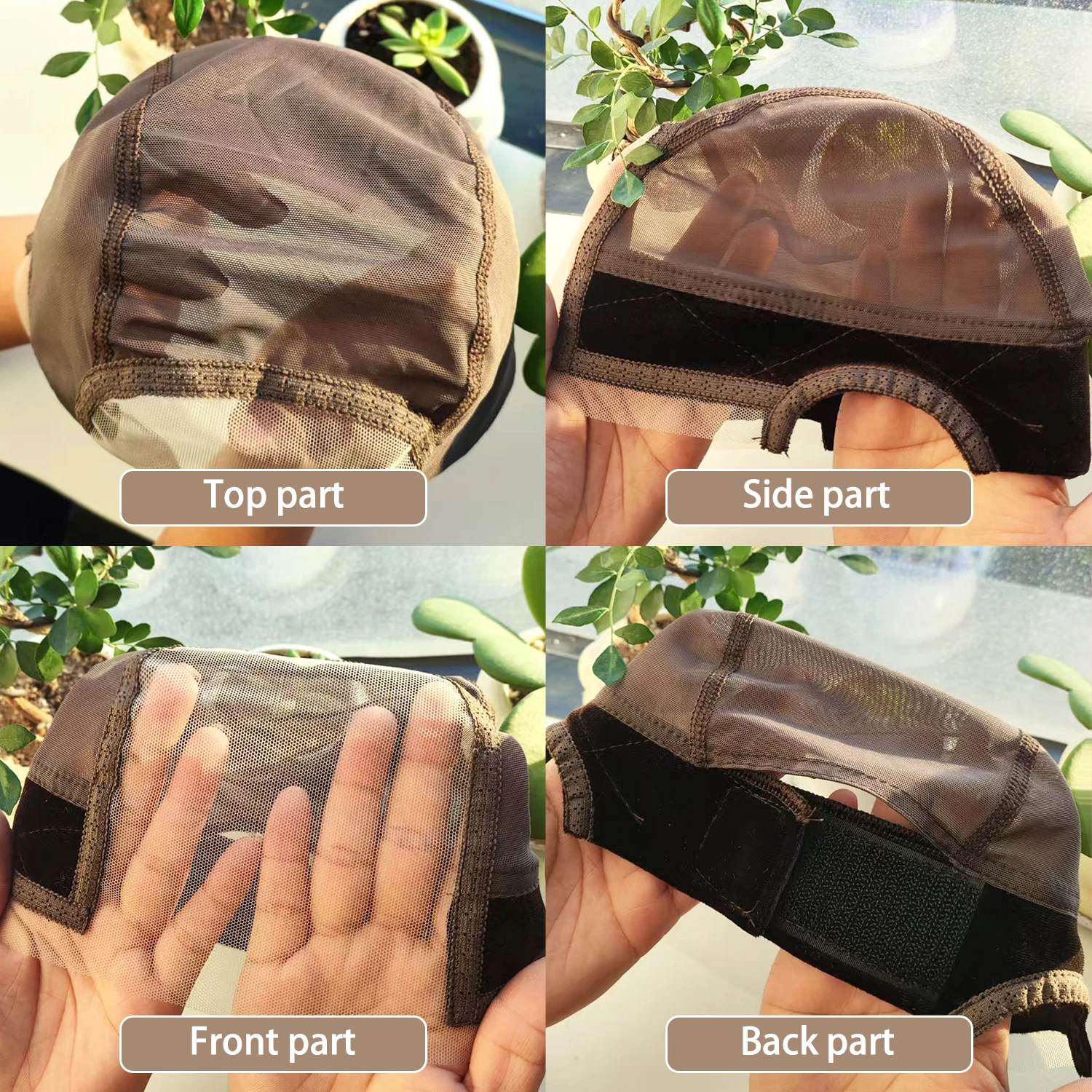 Color: Light Brown - Wig Cap with Grip Band for Keeping Wigs in Place, More Full Cap-wide Transparent Lace for Lace Front Wigs