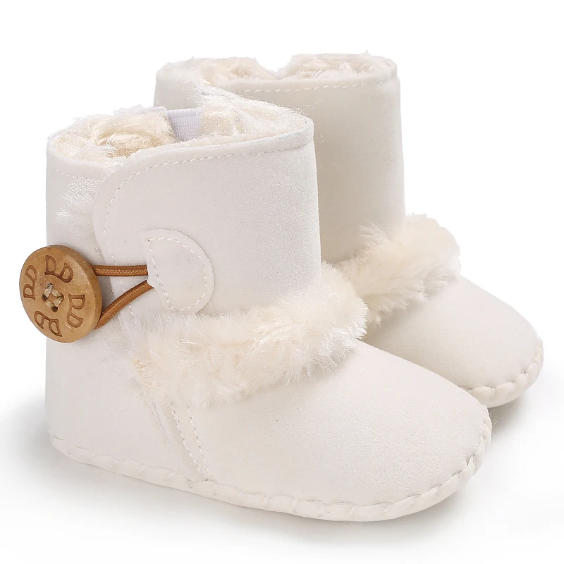 Color: Ivory, Baby Age: 0-6 Months - 2022 Baby Autumn Winter Boots Baby Girl Boys Winter Warm Shoes Solid Fashion Toddler Fuzzy Balls First Walkers Kid Shoes 0-18M