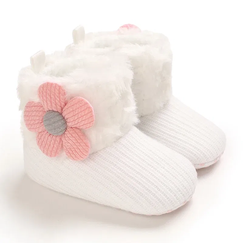 Color: Ivory, Baby Age: 0-6 Months - 2022 Baby Autumn Winter Boots Baby Girl Boys Winter Warm Shoes Solid Fashion Toddler Fuzzy Balls First Walkers Kid Shoes 0-18M