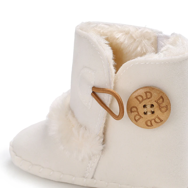 Color: Ivory, Baby Age: 0-6 Months - 2022 Baby Autumn Winter Boots Baby Girl Boys Winter Warm Shoes Solid Fashion Toddler Fuzzy Balls First Walkers Kid Shoes 0-18M