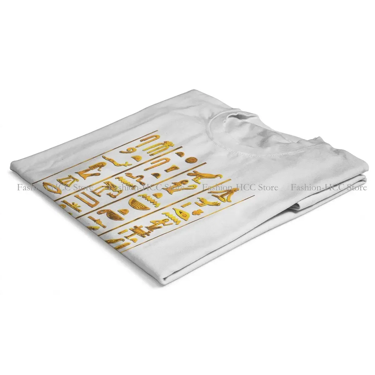 Color: WHITE, Size: S - Ancient Egypt Culture Polyester TShirts Hieroglyphs Gold On Black Distinctive Women's T Shirt Funny Tops