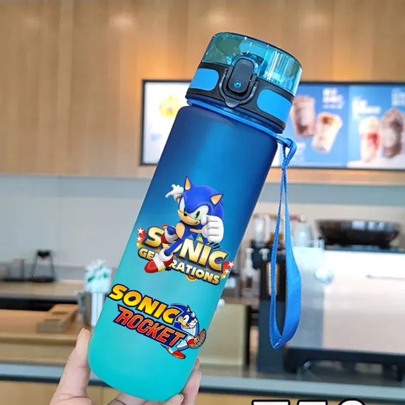 Color: green - new Sonic the Hedgehog Frosted Progressive Color Water Child Cup Outdoor Large Capacity Sport Flip Cover Drinking Birthday gift