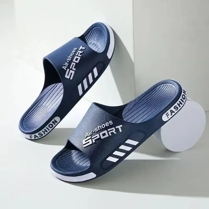 Color: Blue, Shoe Size: 5.5 - Fashion Men's Slippers PVC Soft Sole Non-slip Slides Casual Outdoor Beach Flip Flops Home Bathroom Couples Slippers New Sandal