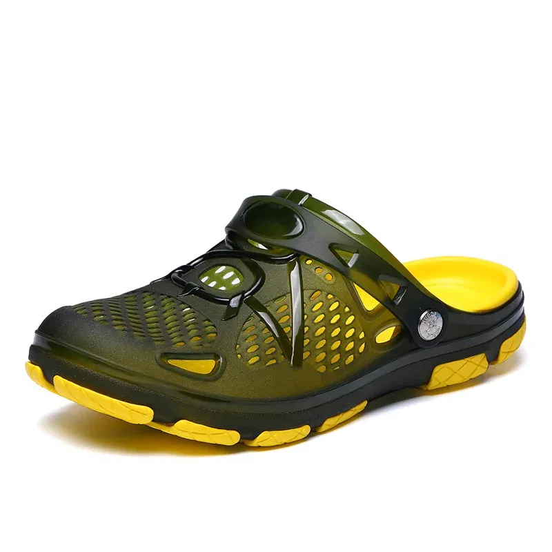Color: Dark Grey, Shoe Size: 45 - MAEDEF Fashion Men Slippers Summer Waterproof Beach Slippers Hot Sale Casual House Bathroom Slides Non Slip Outdoor Men's Shoes