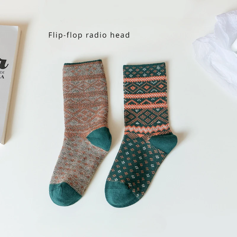 Color: Blue, Size: 7-9T - Three Pairs of Spring and Autumn New Children's Double Needle Double Road Boneless Zero Line Combed Cotton Comfortable Socks