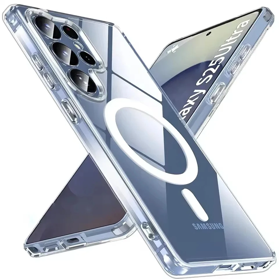 Color: Clear, Material: PE - For Samsung Galaxy Note 10 PLUS 20 Ultra A05 A05S A06 A15 A16 A26 A35 A36 A54 For Magsafe Magnetic Wireless Charging Phone Case
