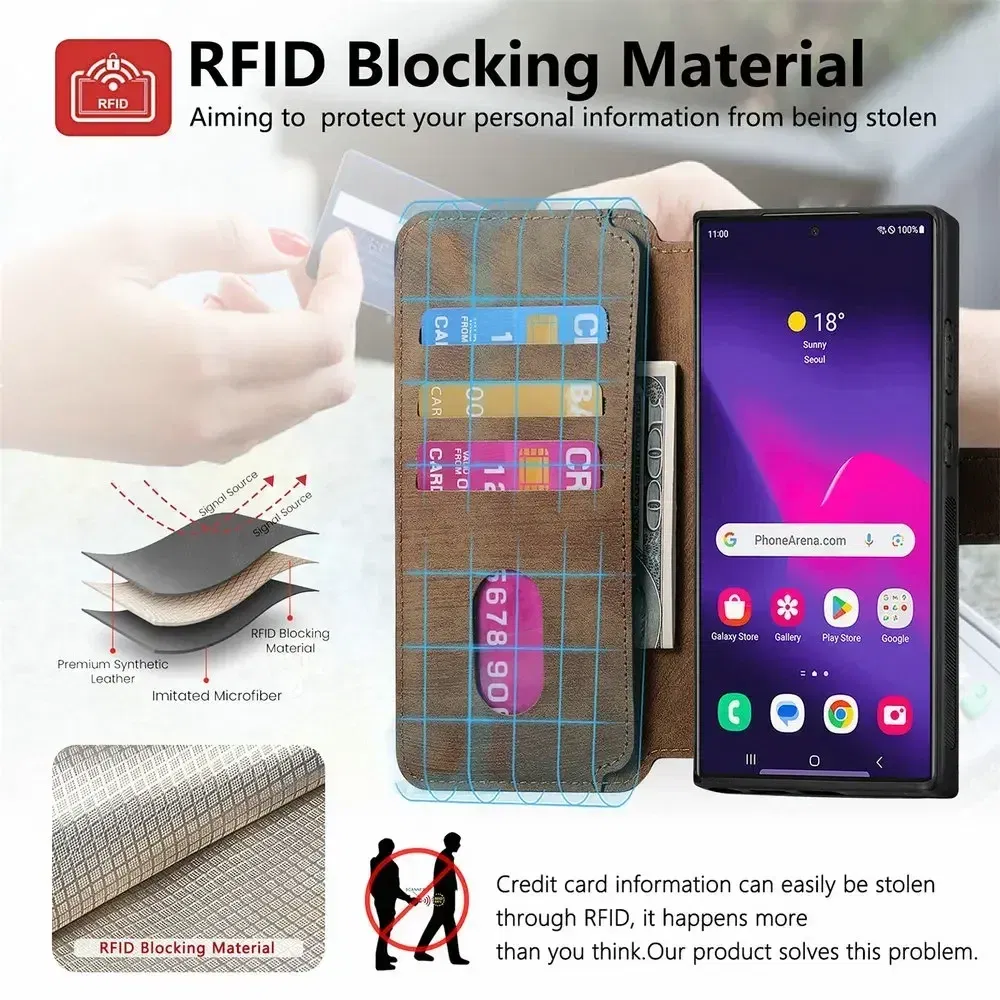 Color: Pink, Material: ABS - For Poco F8 Ultra F7 X7 X6 M6 M7 Pro 5G Luxury Case RFID Leather 2IN1 Detachable Book Funda Xiaomi Poco F6 X5 X 6 F 8 Flip Cover