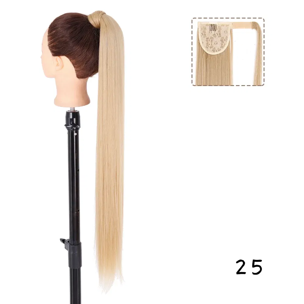 Color: P1B/30, Stretched Length: 22inches - AZQUEEN Straight Synthetic Hairpiece With Ponytail 85cm Super Long Wrap Around Clip In Hair Extensions Pony Tail For Daily Wear