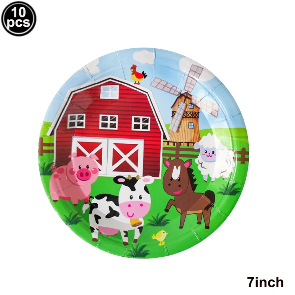 Color: Deep Sapphire - Farm House Fun Barnyard Animals Party Supplies Paper Plates Napkins CUps Farm Animals Birthday Party Decoration