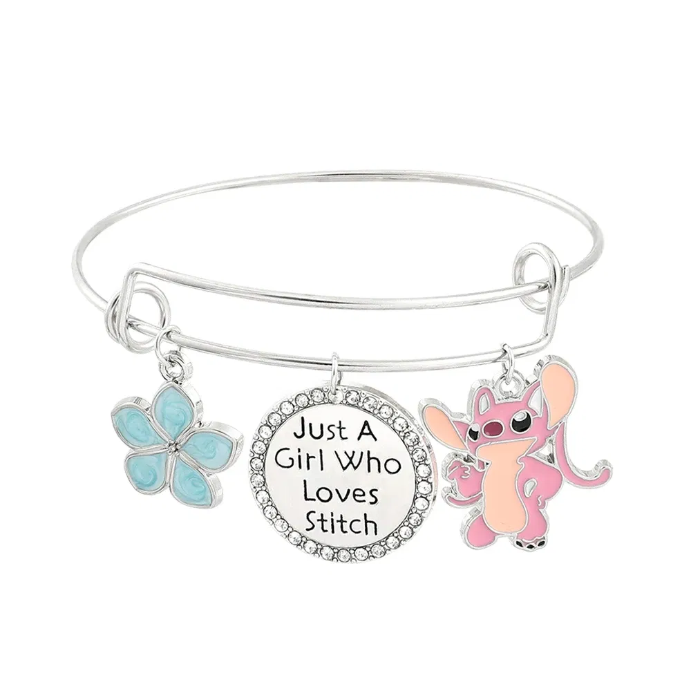 Metal Color: Dark Gold, Ships From: CHINA - Disney Stitch Jewelry Cartoon Film Lilo & Stitch Pearl Bracelet for Women Cute Stitch Luxurious Charms Bangle for Girl Gifts