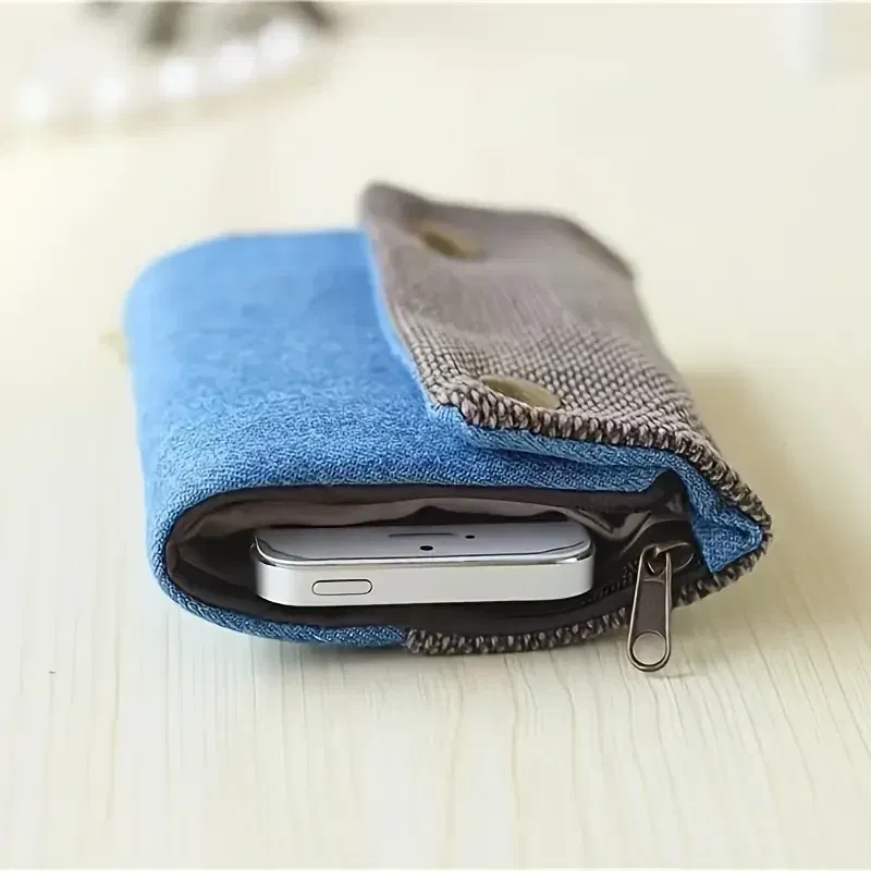 Color: Clear - Handmade Three Fold Fabric Wallet Women Men Simple Short Zipper Purses for Teens Personality Multi-function Key Bag Card Holder