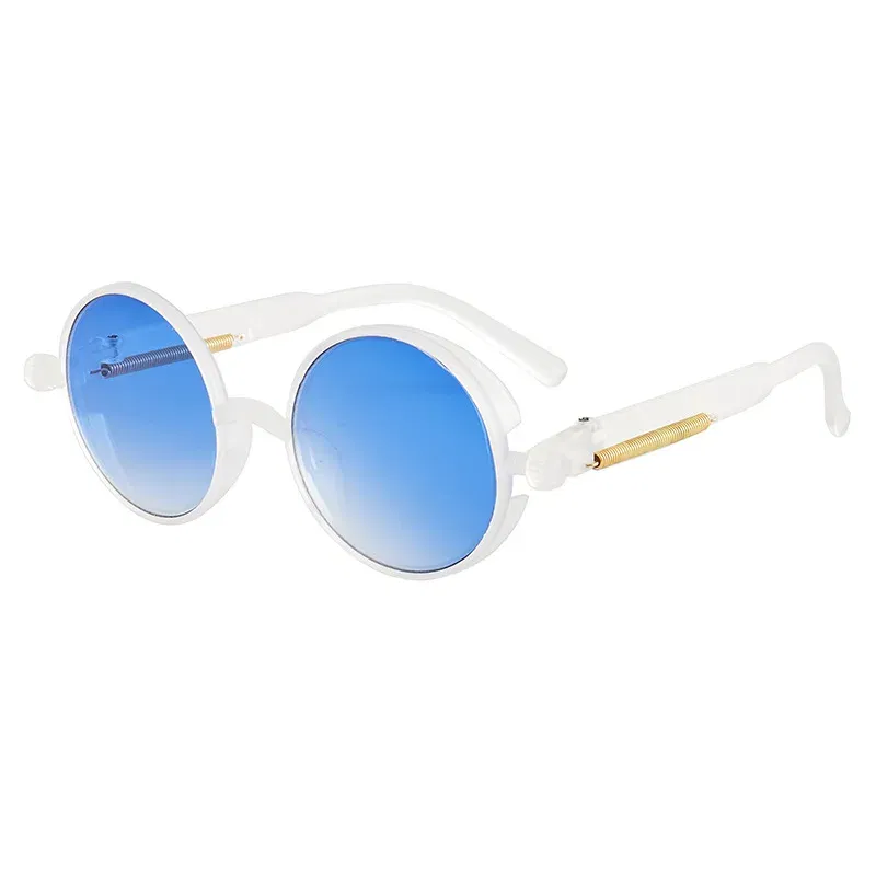 Lenses Color: Silver, Ships From: CN, Frame Color: MULTI - Classic Gothic Steampunk Sunglasses Luxury Brand Designer High Quality Men and Women Retro Round Pc Frame Sunglasses